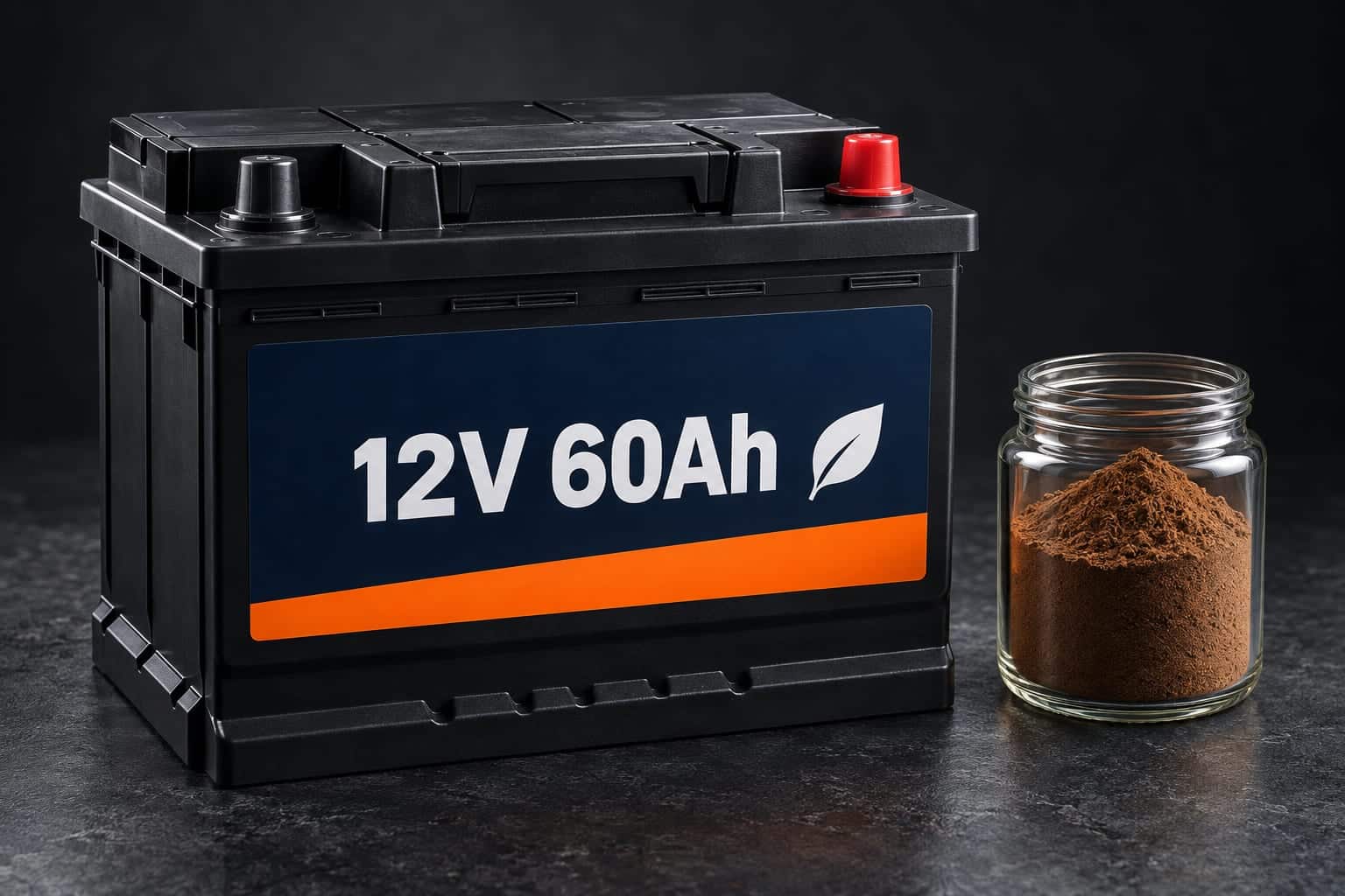 Lead-acid battery with lignin-based expander powder